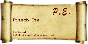 Pitsch Ete névjegykártya